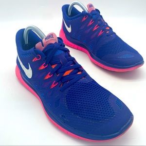 Nike Free 5.0 Run 642199 401 Deep Royal Hyper Pink Shoes Sneakers Womens Size 11